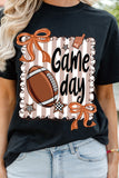 Black Casual Game Day Football Striped Tee - Aaria Tees Aaria Tees