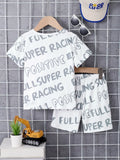 Children's Round Neck Cartoon Graphic T-Shirt and Shorts Set Aaria Tees