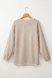 Smoke Gray Twisted Rib Texture game day Rugby Embroidered Baggy Sweatshirt Aaria Tees
