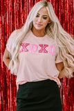 Pink Valentines Shiny XOXO Graphic T-shirt - Aaria Tees Aaria Tees