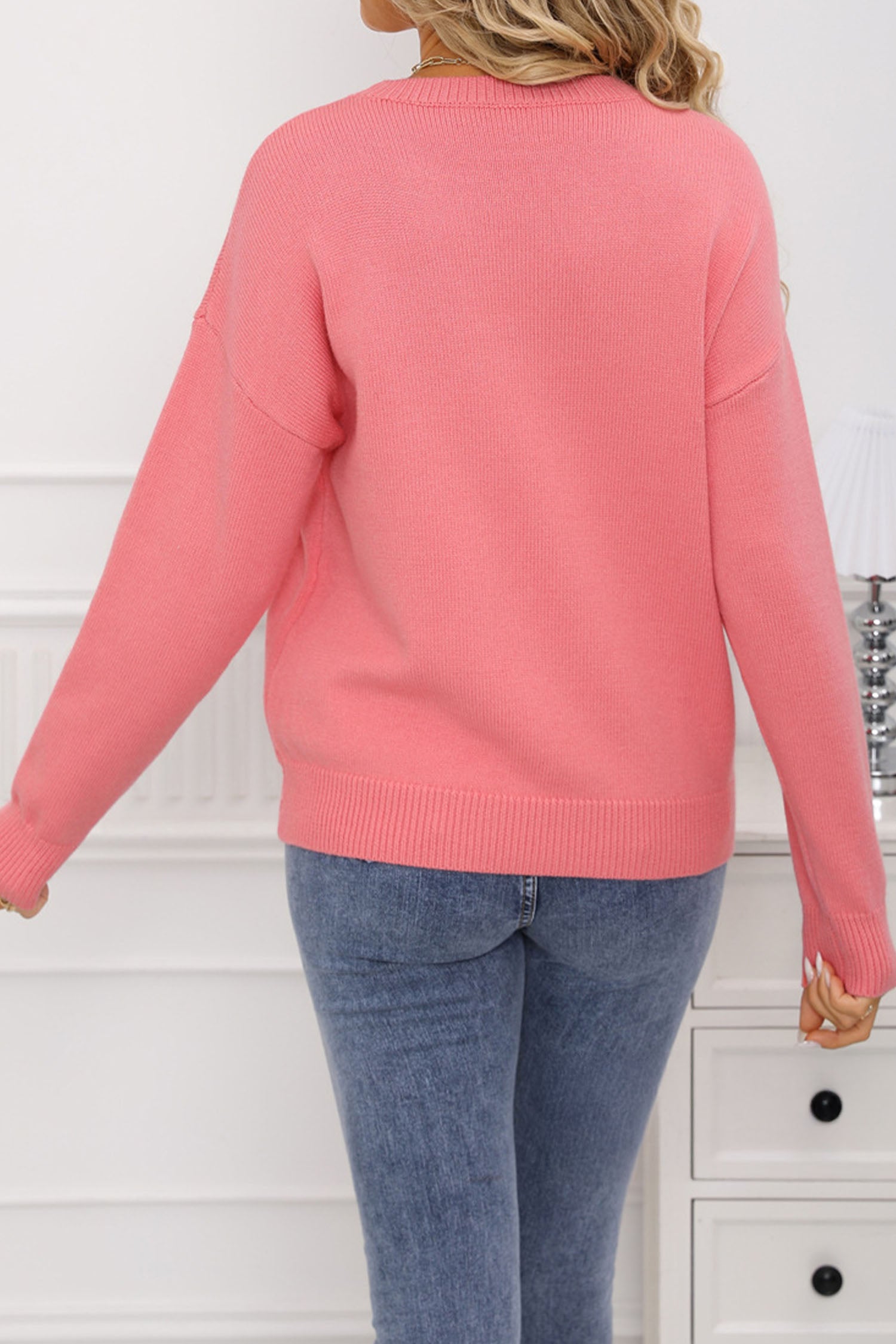 Dusty Pink Heart Bow Graphic Valentine Sweater - Aaria Tees Aaria Tees