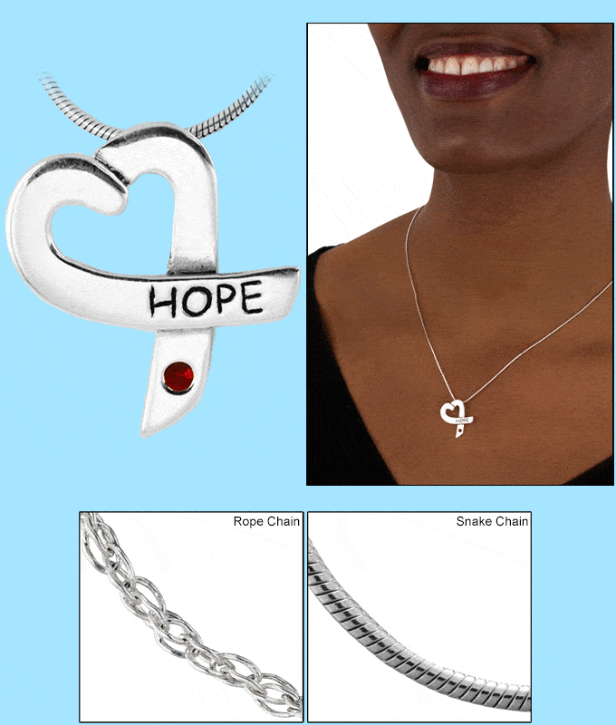 Hope for a Cure Diabetes Sterling Heart Necklace - Aaria Tees