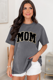 Gray Leopard MOM Graphic Crewneck Mothers Day T Shirt Aaria Tees