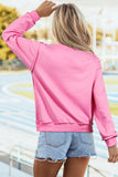 Bright Pink LOVER Heart Script Reversible Print Mock Neck Sweatshirt - Aaria Tees Aaria Tees