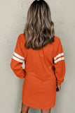Orange Leopard Print Pumpkin Graphic Varsity Striped Long Sleeve Tunic Dress - Aaria Tees Aaria Tees