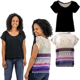 Tribal Print Sheer Back Tee - Aaria Tees Aaria Tees
