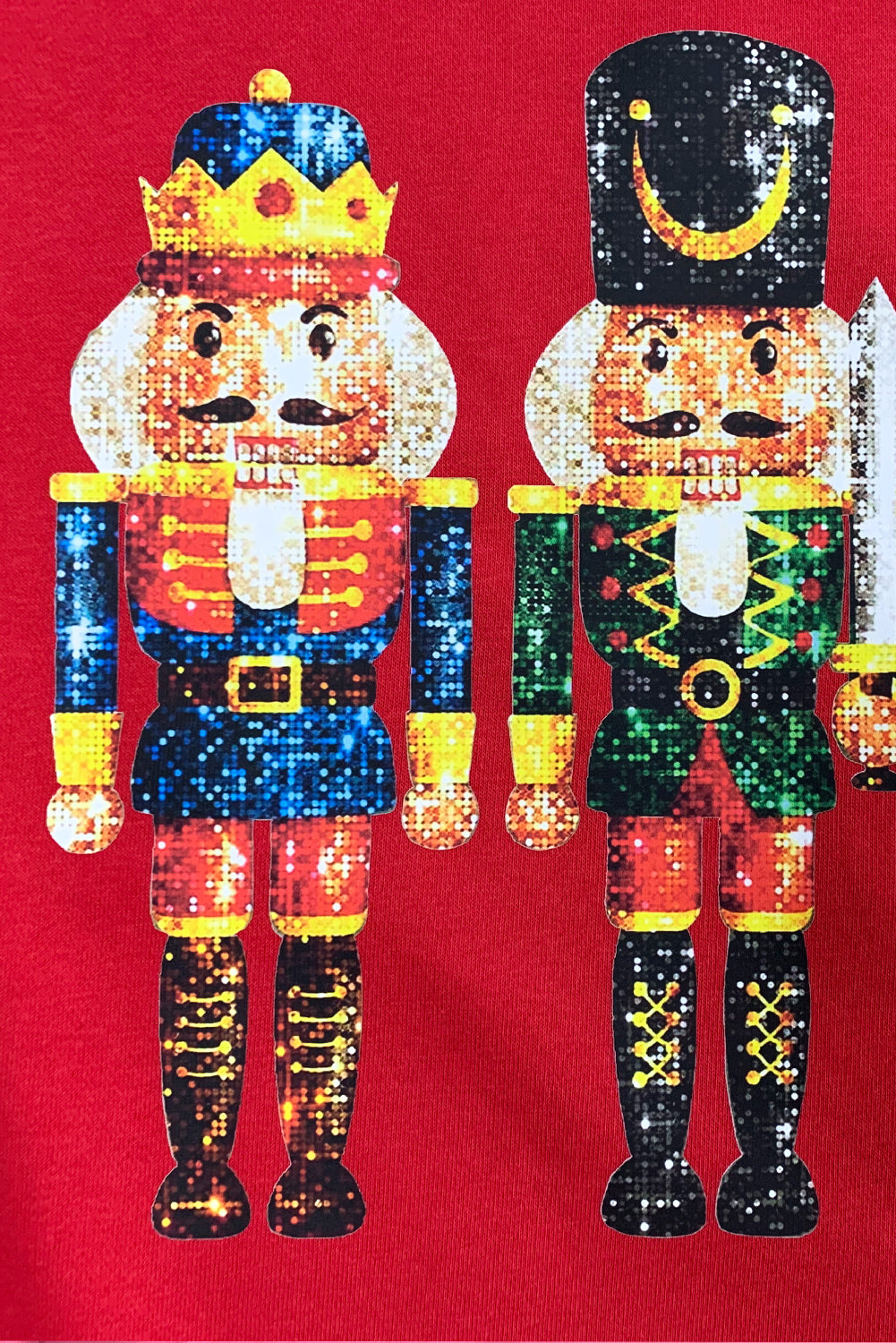 Red Christmas Metallic Nutcracker Graphic Crew Neck Sweatshirt - Aaria Tees Aaria Tees