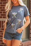 Gray Sequined Game Day Casual Tee Aaria Tees