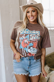 Chicory Coffee Honky Tonk Honey Graphic Crew Neck Western Fashion Tee - Aaria Tees Aaria Tees