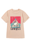 Khaki Cowgirl Rodeo Graphic Western Fashion Tee Aaria Tees