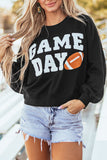 Black GAME DAY Graphic Varsity Pullover Sweatshirt - Aaria Tees Aaria Tees