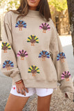Apricot Sequined Turkey Exposed Seam Thanksgiving Graphic Sweatshirt Aaria Tees