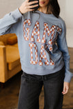 Sleet GAME DAY Checkered Letter Graphic Oversize Sweatshirt Aaria Tees
