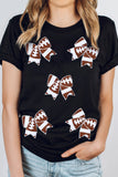 Black Rugby Football Bowknot Pattern Game Day T Shirt - Aaria Tees Aaria Tees