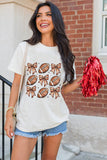 White Football Fashion Bow Print Cotton Blend T Shirt Aaria Tees