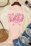 Pink Floral AMEN Bow Graphic Crewneck T Shirt Aaria Tees