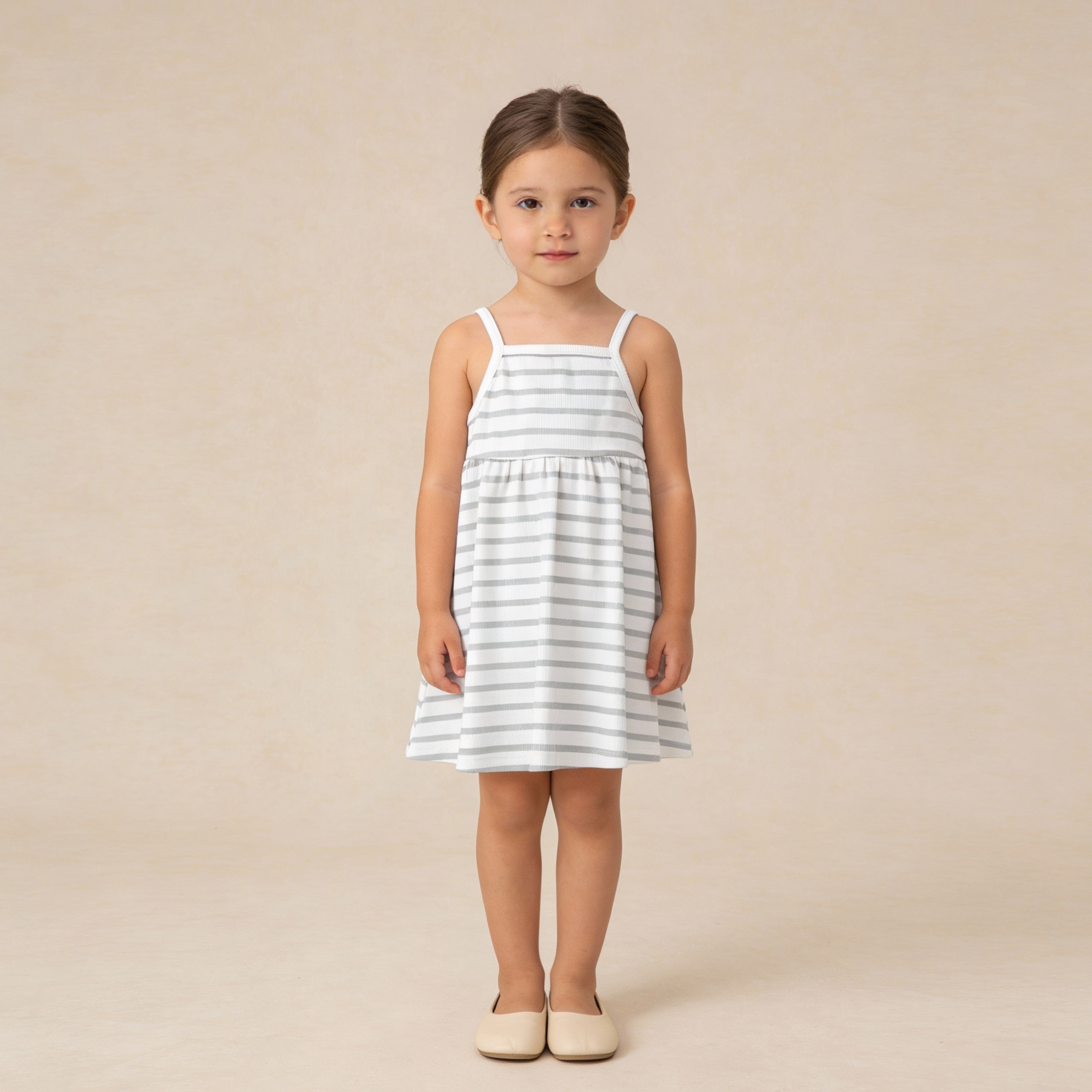 Organic Tie-Back Strap Dress - Fog Stripes - Aaria Tees Aaria Tees