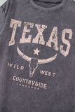 Medium Grey TEXAS Steer Head Graphic Mineral Wash Oversized T Shirt - Aaria Tees Aaria Tees