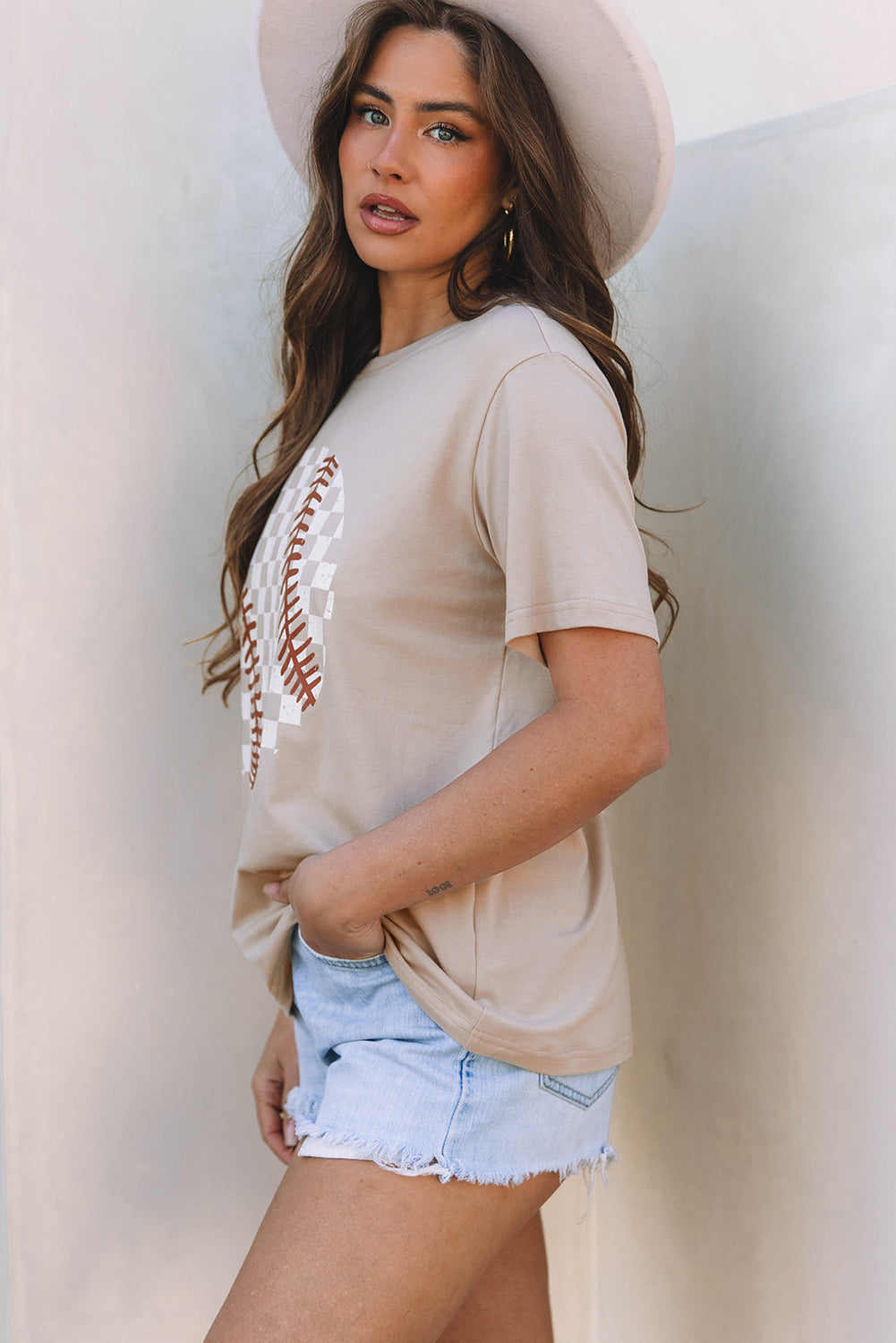 Checkered Baseball Graphic Tee - Aaria Tees Aaria Tees