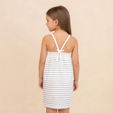 Organic Tie-Back Strap Dress - Fog Stripes - Aaria Tees Aaria Tees