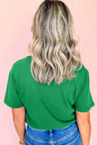 Bright Green Embroidered Clover Pattern St Patrick Tee Aaria Tees