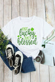 White St Patricks Not Luck Just Blessed Graphic T-shirt - Aaria Tees Aaria Tees