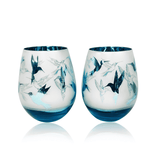 Blue Hummingbird Stemless Wine Glasses Aaria Tees