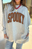 Light Grey Halloween Slogan Print Mock Neck Reversible Sweatshirt Aaria Tees