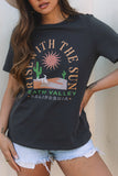Dark Grey RISE WITH THE SUN Western Fashion Graphic Tee - Aaria Tees Aaria Tees