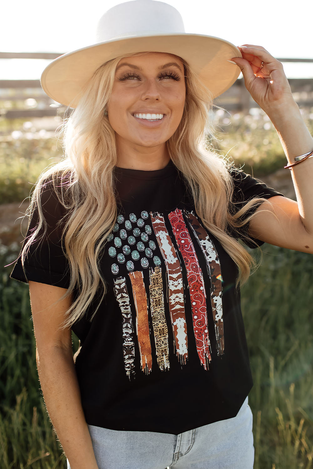 Black Western American Flag Graphic Tee - Aaria Tees Aaria Tees