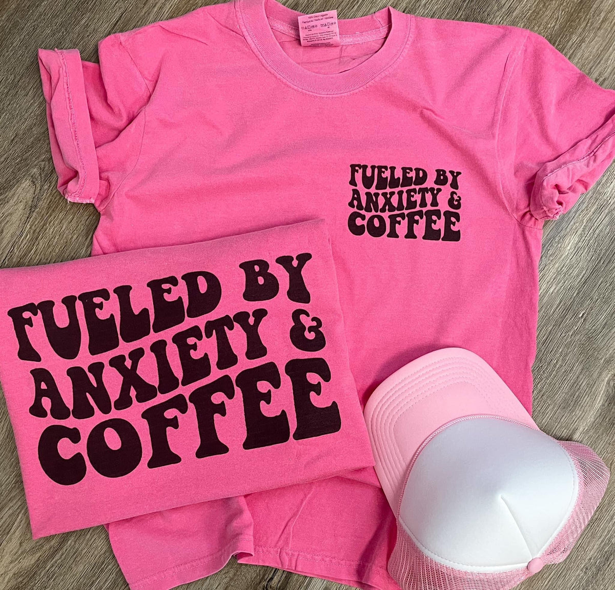Fueled by Coffee & Anxiety Snarky Graphic Tee - Aaria Tees