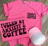 Fueled by Coffee & Anxiety Snarky Graphic Tee - Aaria Tees Aaria Tees
