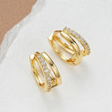 Rhinestone & Gold Small Hoop Earrings Aaria Tees