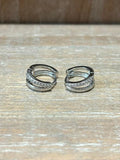 Rhinestone & Silver Small Hoop Earrings Aaria Tees