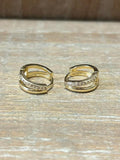 Rhinestone & Gold Small Hoop Earrings Aaria Tees