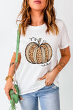 White Leopard Pumpkin Graphic Crewneck Halloween T Shirt - Aaria Tees Aaria Tees
