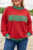 Fiery Red Casual Polka Dot Patchwork Letter Graphic Plus Size Sweatshirt Aaria Tees
