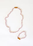 Pure Gemstone + Natural Rose Quartz || Beaded Necklace - Aaria Tees Aaria Tees
