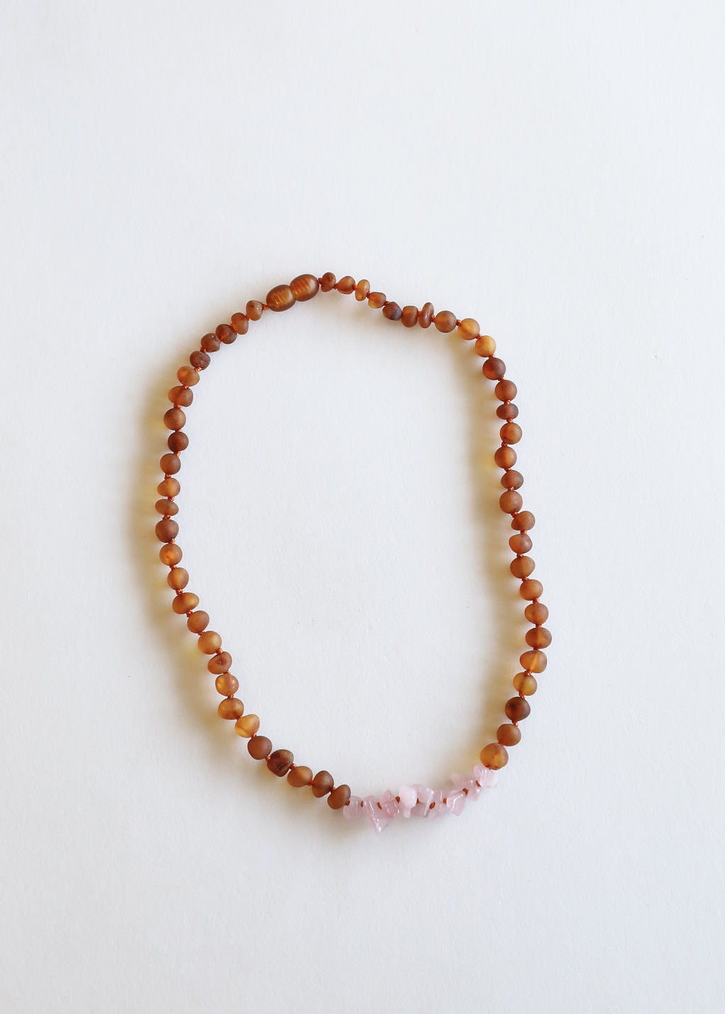 Raw Cognac Baltic Amber + Raw Rose Quartz || Necklace - Aaria Tees Aaria Tees