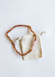 Raw Cognac Baltic Amber + Raw Rose Quartz || Necklace - Aaria Tees Aaria Tees