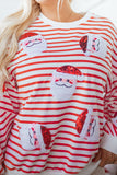 Orange Stripe Sequin Santa Claus Pattern Christmas Pullover Sweatshirt - Aaria Tees Aaria Tees