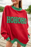Sail Blue Polka Dot Letter Print Contrast Trim Mock Neck Sweatshirt Aaria Tees
