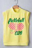 Yellow Pickleball Club Game Day Graphic Mock Neck Top Aaria Tees