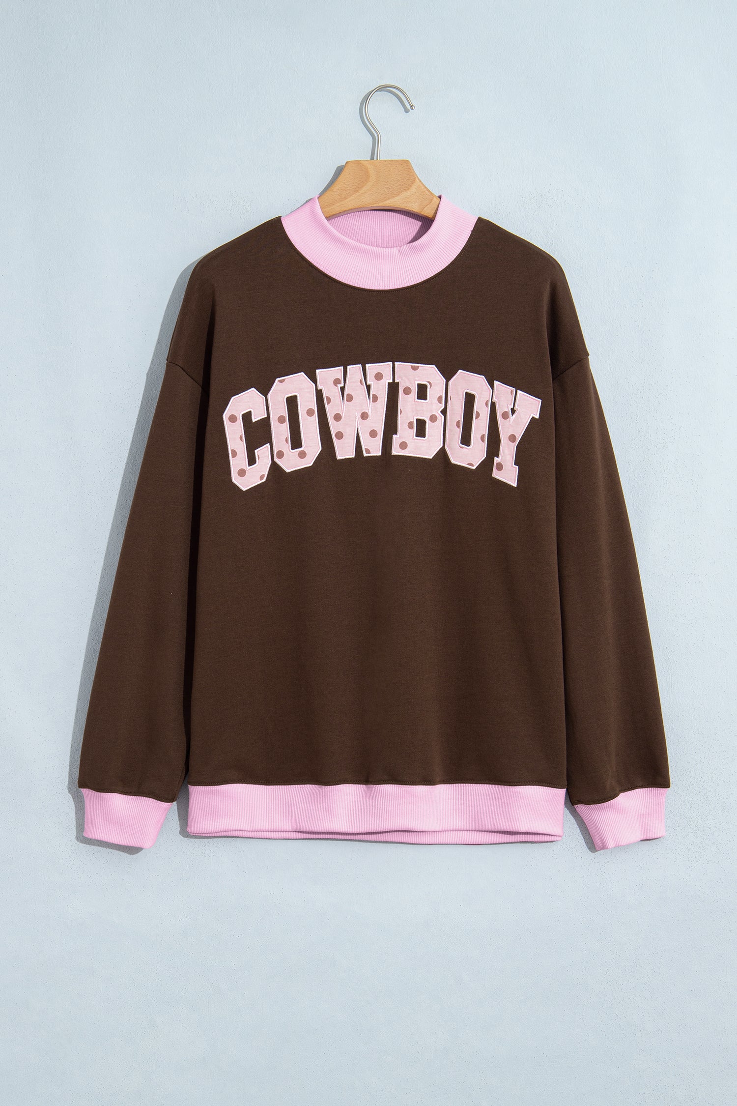 Pink Polka Dot Letter Graphic Colorblock Tunic Sweatshirt - Aaria Tees Aaria Tees