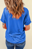 Dark Blue GAME DAY Checkered Print Rugby Graphic T Shirt - Aaria Tees Aaria Tees