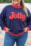 Fiery Red Casual Polka Dot Patchwork Letter Graphic Plus Size Sweatshirt Aaria Tees