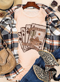 Khaki Western Poker Cards Graphic T Shirt - Aaria Tees Aaria Tees