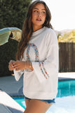 Jet Stream Floral Peace Sign Graphic Drop Shoulder Wide Sleeve Casual Top - Aaria Tees Aaria Tees