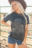 High-Rise Western Cowboy Boots Graphic Tee Aaria Tees