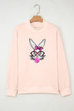 Apricot Pink Bubble Gum Bunny Chenille Patch Sweatshirt Aaria Tees